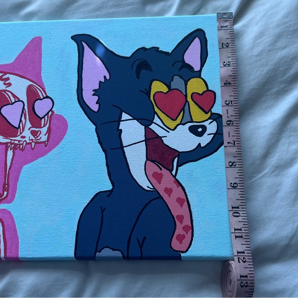 Tom and Jerry skull in love heart painting - Picture 2 of 4